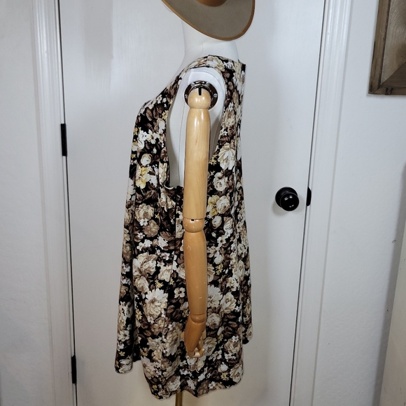 Abercrombie & Fitch Black Floral Cotton Linen Mini Dress Size XXLP Sundress - Picture 9 of 11